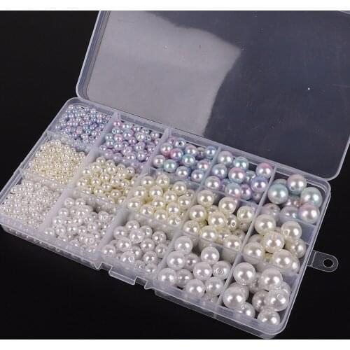1300pc/box Mixed Colors 4mm/6mm/8mm/10mm Craft Pearl Beads Boncuks for Jewelry Making Accessories Perles En Lots