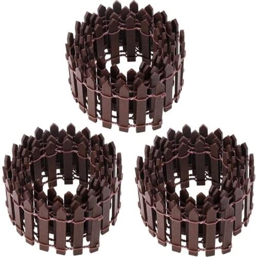 3 Pcs 90x5cm Mini Wooden Fences for Miniature Fairy Garden Ornament Small Wood Picket Fence DIY Craft Micro Landscaping