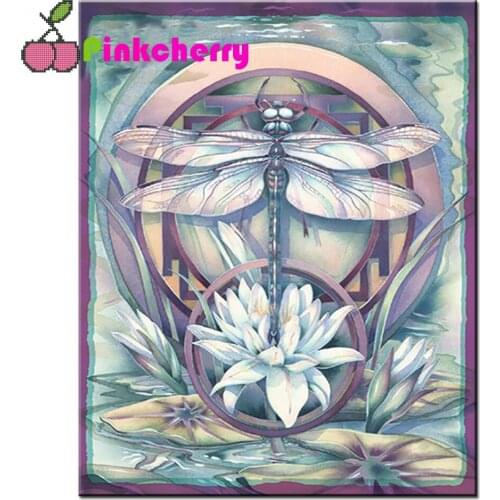 Diamond Painting Full Diamond Embroidery Flowers Lotus Dragonfly pattern 3D DIY cross stitch Mosaic Decorative Rhinestone k1137
