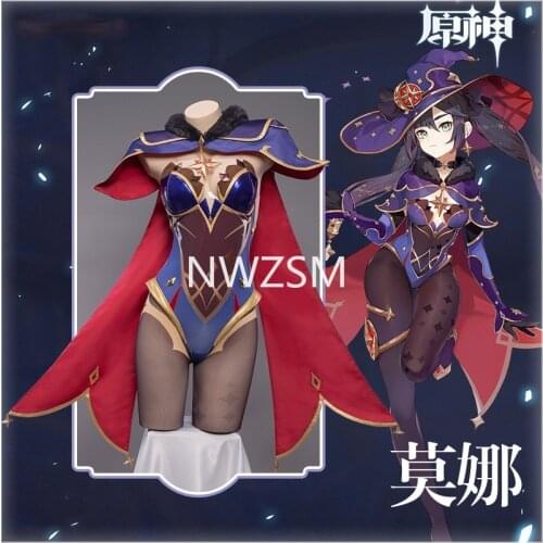 Advance sale game Genshin Impact Mona Sorcerer cosplay costume actress sky water mirror astrologer cosplay costume