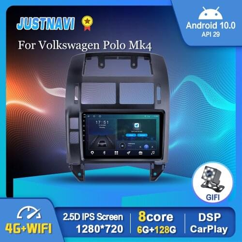 JUSTNAVI 6G 128G Car Radio For Volkswagen Polo Mk4 2004-2009 Autoradio Multimedia Video Player Android 10.0 Touch Screen No DVD