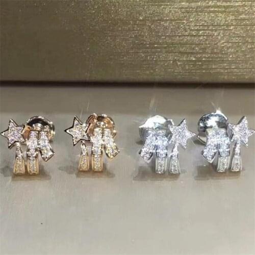 B-ling B-ling Shiny Crystal Star Gold Earrings For Women Jewelry Trendy Silver Plated Earring Lady Piercing Accessories