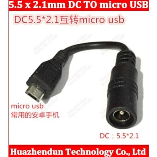 Free shipping via DHL/EMS 2000pcs 10CM 5.5 x 2.1mm DC Female to Micro USB 5pin Male Charging Power Cable Cord Wire Cable