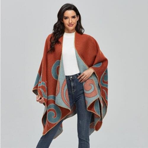 Brand 2021 Winter Women Scarf Warmer Shawl Ladies Vintage Thick Blanket Wrap Cashmere Pashmina Poncho Capes Female Soft