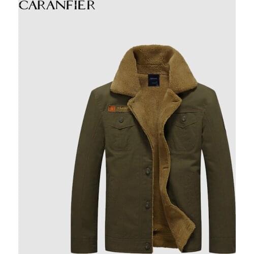 CARANFIER Jackets Men Winter Casual Thicken Solid Cotton Overcoats Fashion Male Parkas Outerwear Jackets Coat Plus Size M-5XL