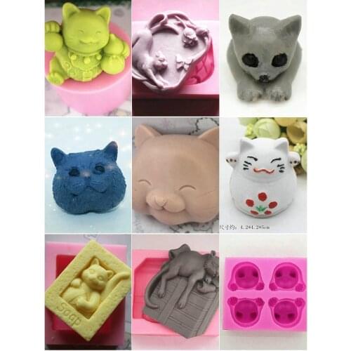 Cat head series aromatherapy plaster gypsum air outlet clip soap mold fondant decorative moulds