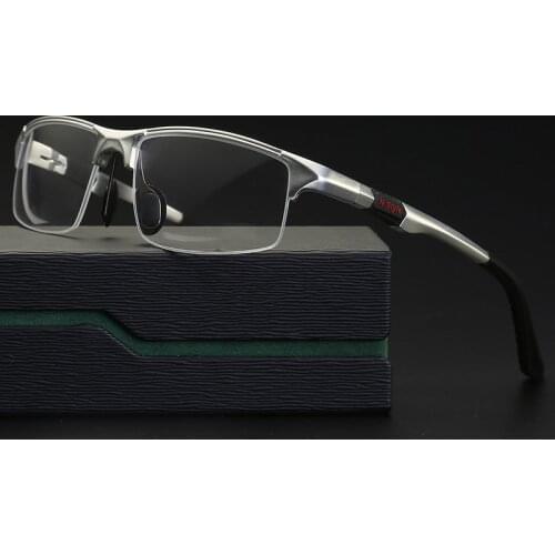 Mens Sports Style Aluminum Half Frame Eyeglasses Myopia Optical Glasses Outdoor Driving Eyewear Spectacle -1.5 -2.0 -2.5 -3.0