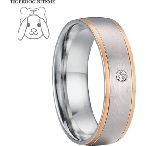Two Tone Love Alliances couple wedding rings for men and women 1 stone marriage anniversary finger ring