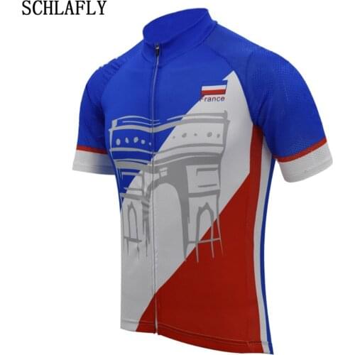 France cycling jersey short sleeve red white blue summer bike wear jersey road jersey clothing bicycle clothes schlafly
