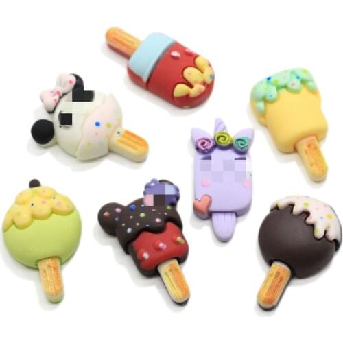 Resin Simulation Cartoon Ice Cream Flat Back Cabochons Scrapbooking Embellishment DIY Cute Accessories Decoration