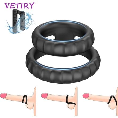 Cock Ring Silicone Penis Ring Sex Toys for Men Erection Dual Ring Delay Ejaculation Penis Enlargement Scrotum Bind Couple Lover