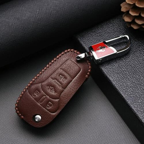 Leather Key Cover Case For Ford Fusion Mondeo Mustang F150 Explorer Edge 2015 2016 2017 2018 Car Styling Key Protective Keychain