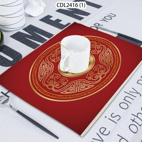 1 Pcs Chinese Style Pattern Wave Print Terry Cloth Home Decoration Table Mat Cloth Tea Coaster 42*32 Servilletas Tela Placemats
