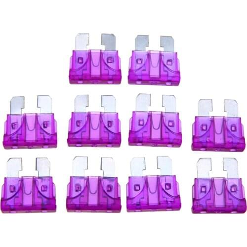 Mayitr 10PCS Durable 3A Car Fuse Purple Color Coded Standard Blade Fuse Assorted PC + Zn Alloy Material for Auto Truck Boat