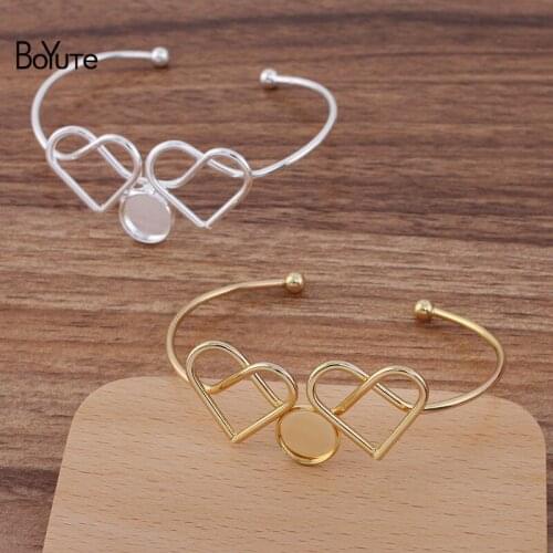 BoYuTe (5 Pieces/Lot) Metal Iron Line Twisted Bracelet Base with 12MM Blank Tray Handmade DIY Jewelry Accessories Materials