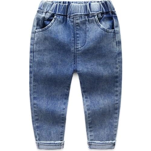 Fashion Fall Jeans for Boys Girls Denim Pants Kids Clothes Outwear Cotton Elastic Waist Summer Trousers