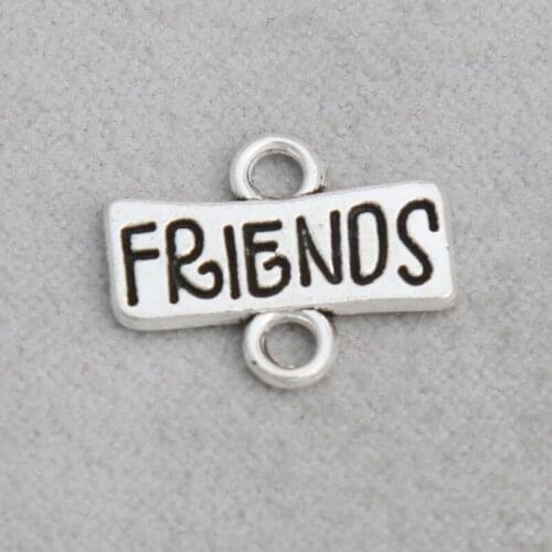 RAINXTAR Fashion Alloy FRIENDS Connector Charms Fit Bracelets Making 13*15mm 30pcs AAC991