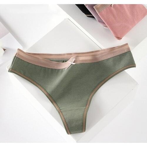 Fashion G-string Panties Cotton Womens Underwear Sexy Low Waist Female Underpants Thong Solid Color Lingerie