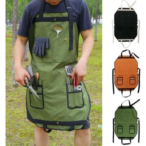 Smooth Gardening BBQ Adjustable Strap Storage Pocket Pouch Oxford Cloth Barbecue Tools Bag Waterproof Gardening Apron