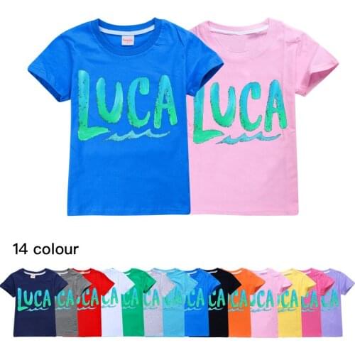 2021 New kids Summer Boys Cute Luca 3D Printing Baby T-shirts Cartoon Short-sleeved Girls T-shirt Casual All-match Tops 2-16Y