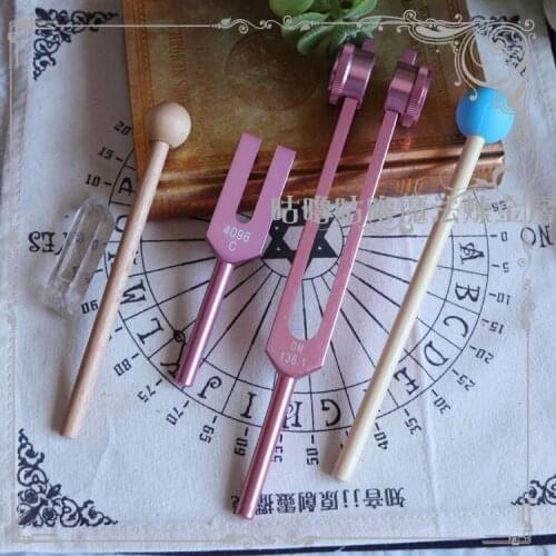 OM136.1 tuning fork crystal 4096 tuning fork rose red tuning fork degaussing purification spiritual repair fork