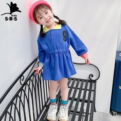 2019 Autumn Ins Hot Sale Dress Girl Cute Solid Color Cotton Long Sleeve Childrens Cotton Casual Dress Kids Dresses for Girls