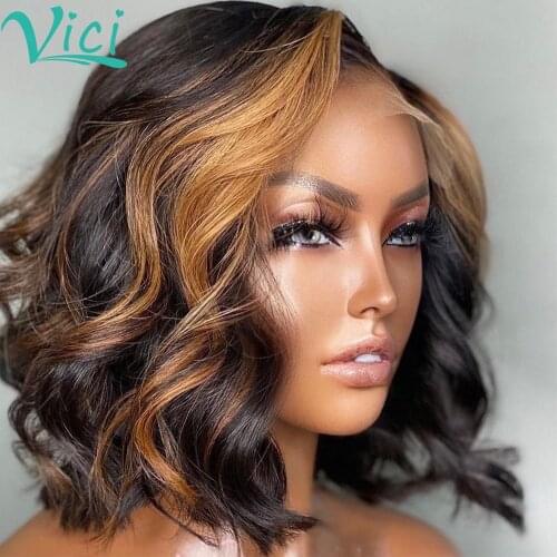 4X4 Lace Closure 1B/30 Ombre Blonde Highlight Body Wave Short Bob Closure Wig Lace Front Wigs For Black Women Pre Plucked 180