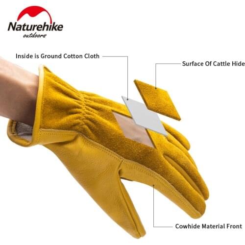 Naturehike Outdoor Leather Gloves Labor Protection Wear-resistant Work Camping Leather Retro Yellow Gloves