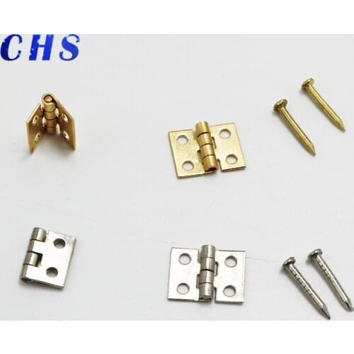 30pcs Golden/Silver 10*8mm Mini Metal Hinge for 1/12 House Miniature Cabinet Furniture Brass Hinge Dollhouse