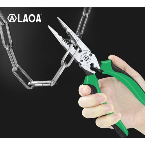 LAOA Multi Pliers Wire Stripper 0.7-4.0mm range 8 Inch Cr-V Crimping Tool 6 in 1 Long Nose Needle-nose Pliers Wire Cutter