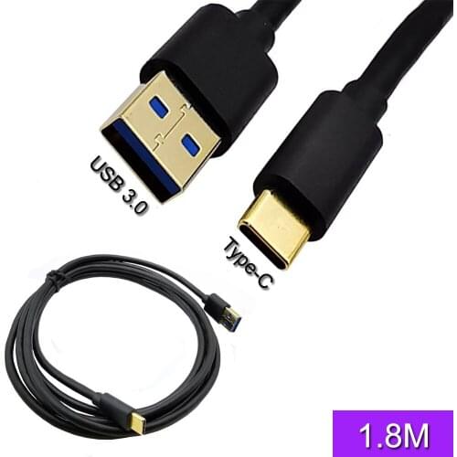 Gold Plated USB 3.0 Super Speed 5Gbps Type A Male to USB 3.1 Type C Male Cable Cord 1.8m