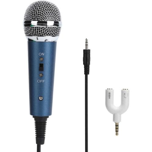 Wired Condenser Microphone 3.5mm with U-Shaped 3.5mm Audio Adapter for Computer Karaoke KTV Handheld Wired Microphone