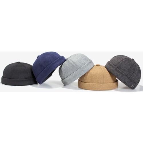 New classic spring autumn male retro roll edge solid color simple style street trend female casual fashion skullies beanies hat