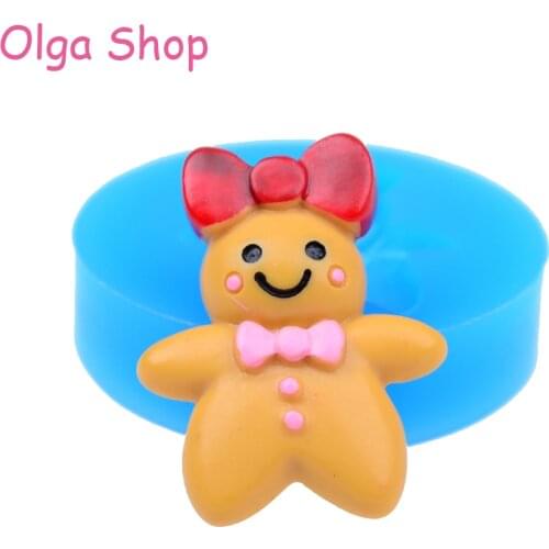 QYL094 30.9mm Gingerbread Man Cookie Silicone Mold - Christmas Mold Cupcake Topper Fondant Biscuit Candy Chocolate Resin Jewelry