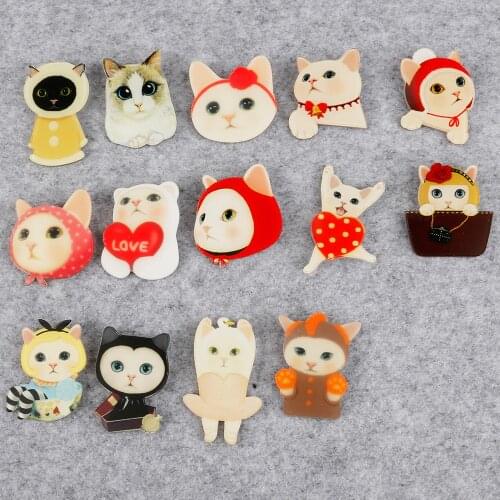 Cute 1pc/lot Cartoon Multi-styles Kawaii Cat Badges for Clothing Bag Pin On Backpack Acrylic Badges Icon Pin Brooch