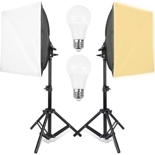 Photo Studio 30x30cm Desktop Softbox Lighting Kit 9W 3000K/6400K LED Bulb 68cm Light Stand for Photography Live Streaming Makeup
