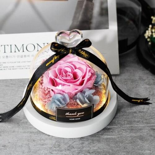 Preserved Flower Rose Eternal Rose With LED Light Colors Petals Enchanted Rose For Valentine Wedding Anniversary Gift