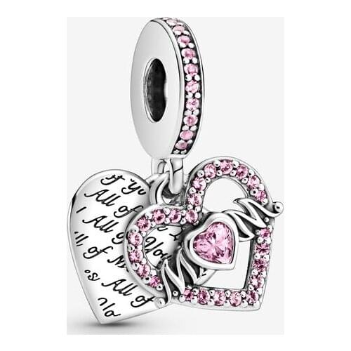 Fit Pandora Charms Original Bracelet Necklace 925 Silver Pendant Heart & Mum Dangle Charm 925 Silver Jewelry Berloque