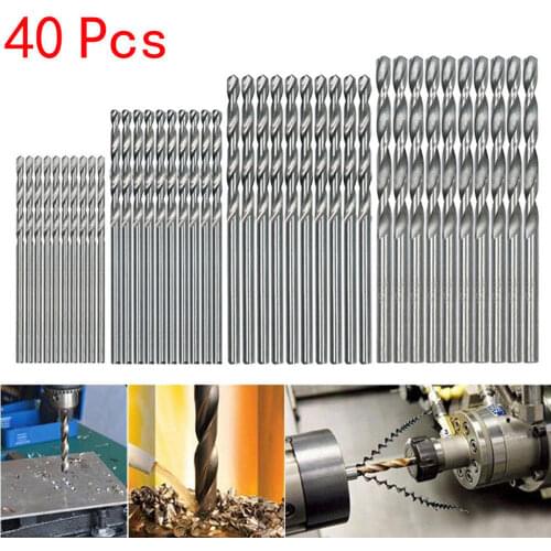 40Pcs /LOT White diamond Coated Twist Drill Bit High Steel for Woodworking Plastic And Aluminum HSS Drill Bit Set 0.5/1/1.5/2mm