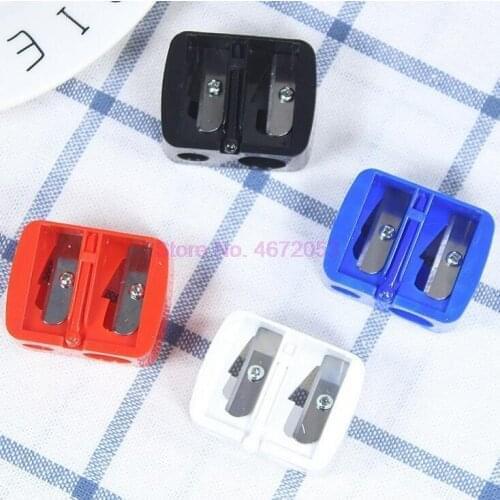 960pcs/lot Double Holes Pencil Sharpener Makeup Pencil Multi Purpose Mechanical Pencil Sharpener for Office School Supplies