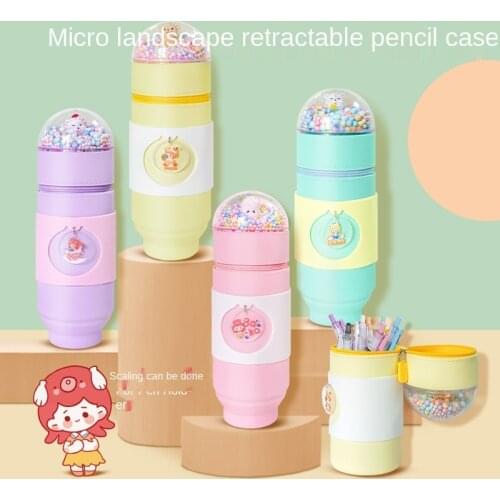Three-dimensional silicone micro-landscape telescopic pencil case cartoon bubble ball pencil modeling macaroon cute stationery
