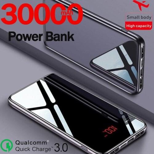 30000Mah Powerbank Wireless Fast Charger Ultra-thin HD Digital Display Outdoor Emergency Fast Charging for Samsung Xiaomi IPhone