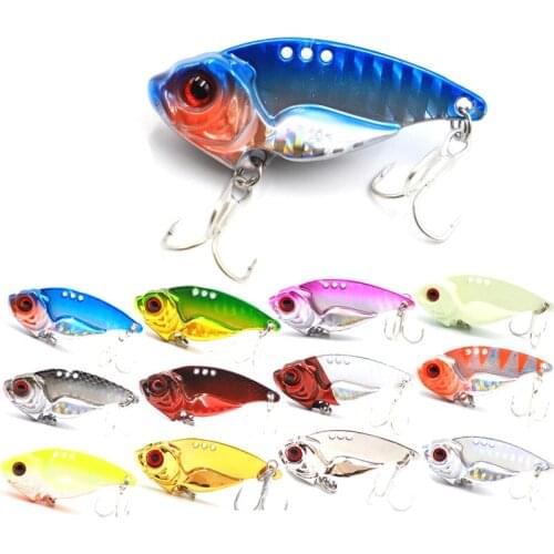 Wokotip 3D Eyes Metal Vib Lure 7/10/15/20g 3.6/4/4.6/5.1cm Sinking Vibration Baits Artificial Bass Pike Perch Lure with 4x hooks