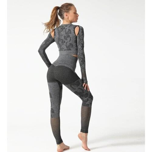 2pcs Seamless sports set for women gym clothing Tracksuit winter long sleeves yoga top workout gym suit legging sets
