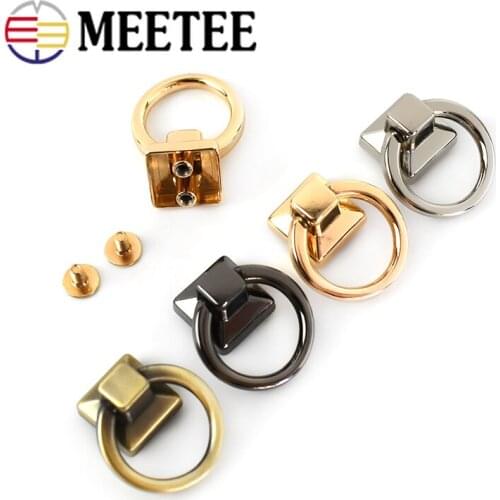 10/20pcs 18mm Ring Hanging Buckles Metal Bag Strap Side Clip Hook Chain Screw Rivet Nail Circle Connecting Buckle DIY Accessory