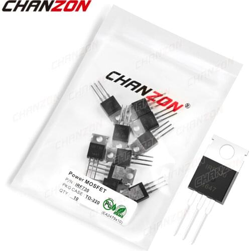 10Pcs IRF730 TO-220 Power SIC Mosfet Transistor Bipolar Junction BJT Powerful Triode Tube Fets DIP 5.5A 400V Integrated Circuits
