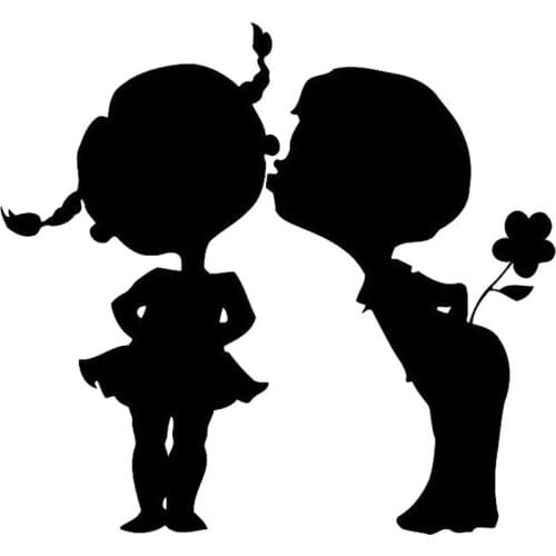 15.9cm*14.7cm Kiss Couple Romantic Love Decor Vinyl Car Sticker Car-Styling Black/Silver S3-5968