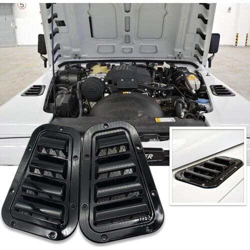 2 pcs car decorative front hood bonnet side trim cover steel air flow intake scoop vent snow cover for Land Rover Defender