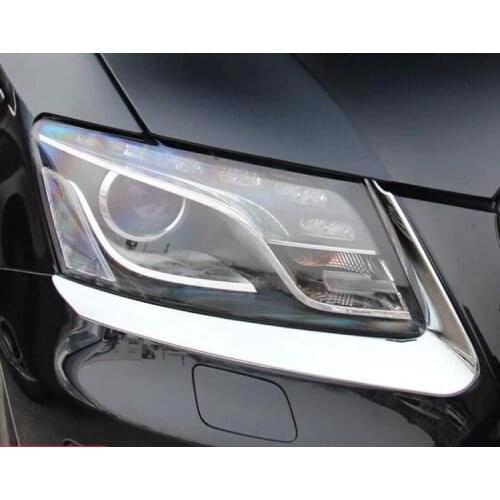 For Audi Q5 2009 2010 2011 2012 ABS Chrome Exterior Headlight Eyebrow Cover Trims Front Light Lamp Frames Stripes 2Pcs