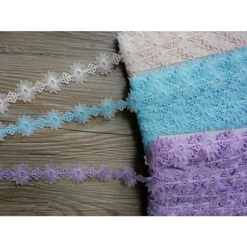 20Yards Purple Blue Pink Flower Handmade Lace Trim Jewelry Patchwork Material Ribbon Patch DIY Wewing Garment Accessories 3cm